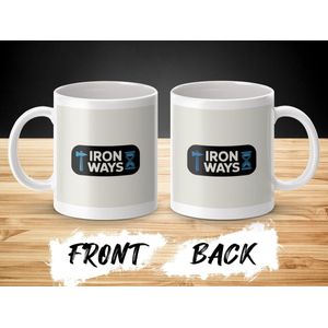 Iron Ways Mok, Ambachtelijke Mok, Tijdmeter Ontwerp, Unieke Koffiemok, Cadeau Idee, Creatieve Thee Mok, Duurzame Keramiek