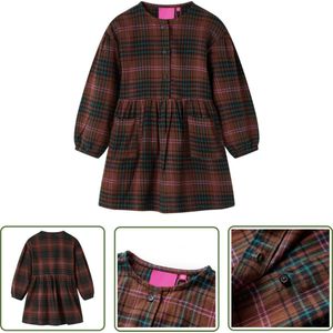 vidaXL Jurkje Voor Meisjes - Kinderjurk - Kinderjurk met lange mouwen 116 cognackleurig - Kindermode - Bruine Jurk - Katoenen Jurk