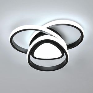 Delaveek-Creatieve Tri-Ring Aluminium LED Plafondlamp- 36W- Wit 6500K -Zwart- Dia 30CM