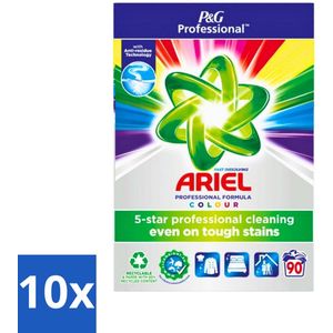 10 x Ariel Professional - Waspoeder - Gekleurde Was - 90 Wasbeurten - Gekleurde Was - Vlekverwijdering - Kleurverzorging - Waspoeder - Wasmiddel