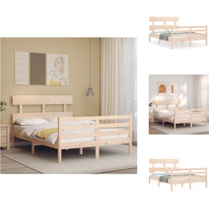 vidaXL Bed - Grenenhout - Massief - 195.5 x 140.5 x 81 cm - Multiplex lattenbodem - 135 x 190 cm - Bed