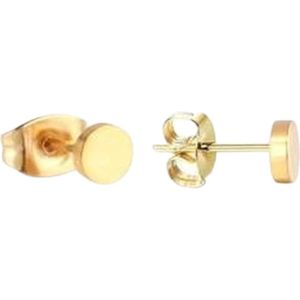 Aramat jewels ® - Oorbellen rond goudkleurig zweerknopjes chirurgisch staal 4mm