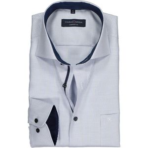 CASA MODA comfort fit overhemd - blauw met wit mini dessin structuur (contrast) - Strijkvrij - Boordmaat: 52