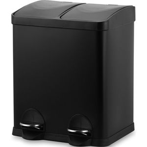 Bayt - Pedaalemmer - RVS - 30 Liter - Prullenbak met 2 Compartimenten van 15 Liter