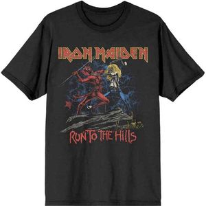 Iron Maiden - Number Of The Beast Run To The Hills Distress Heren T-shirt - S - Zwart