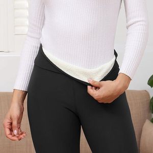 Fleece Gevoerde Leggings Vrouwen Thermische Bont Gevoerde Leggings Winter Hoge Taille Warme Sherpa Leggings Dames Workout Yoga Broek . maat L , zwart