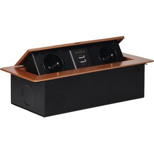 Orno Pop-up Stekkerdoos - Pop up stekkerblok met 2 stopcontacten 2 x USB A - Inbouw Verdeelstekker zonder kabel - Goudkleurig