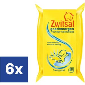 Zwitsal Goedemorgen Vochtige Washandjes - 6 x 20 (120 stuks)