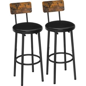 SteeFly® Set van 2 Barkrukken - Met Pu-Bekleding - Barkrukken Met Voetensteun - Voor Keuken en/of Woonkamer, Bar etc. - Zithoogte 65cm