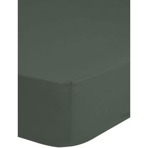 Hoogwaardige Katoen/Satijn Lits-jumeuax Hoeslaken Extra Lang Olijf Groen | 180x220 | Heelijk Zacht En Luxe | Subtiele Glans