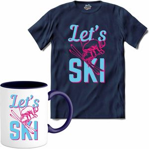 Let's Ski | Skiën - Bier - Winter sport - T-Shirt met mok - Unisex - Navy Blue - Maat 4XL