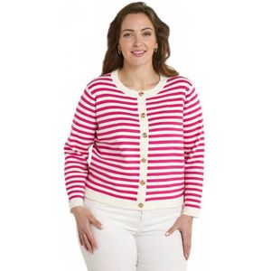 Kort vest met gestreepte ronde hals en knoopsluiting