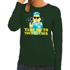 Fout Paas sweater groen take me to your leader voor dames - Pasen trui XS