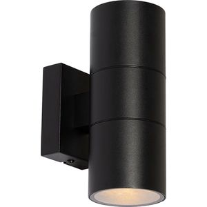 QAZQA Professional duo - Moderne Wandlamp Up Down voor buiten - 2 lichts - D 12.7 cm - Zwart - Buitenverlichting