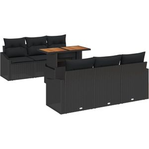 vidaXL - Tuin - Sofa - Set - Set - van - 7 - Zwart - Rattan - Buiten - Sofa - Set