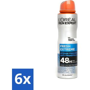 L'Oréal Paris Men Expert Fresh Extreme - Deodorant - 48H Deodorant Spray - 150 ml - Voordeelverpakking - 6 stuks