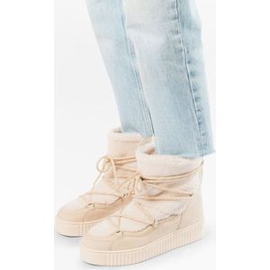 Sacha - Dames - Off white veterboots met imitatiebont - Maat 42