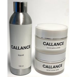Callance Acryl Poeder Nagels- babyboom en french acrylnagels - acryl extra white 50 ml - acryl cover pink 50 ml - liquid 150ml