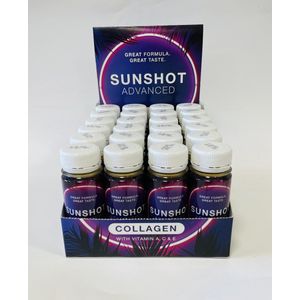 SUN SHOTS TOONBANK VERPAKKING. 24x 60 ml. Tan & Beauty drink