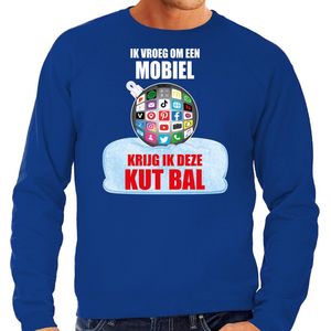 Kut Kerstbal sweater / Kerst trui Ik vroeg om een mobiel krijg ik deze kut bal blauw voor heren - Kerstkleding / Christmas outfit S