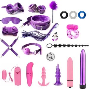 Bondageset voor Koppels - BDSM-set - Sextoy Pakket - 22-delig - Compleet Seksspeeltjes Pakket - Erotische Set - Couples Kit - Sextoys voor Koppels - Bondage - Vibrator - Cock ring - Anale speeltjes