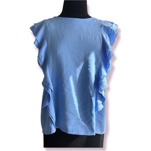 Topje, lichtblauw, met knopen op de rug, one size