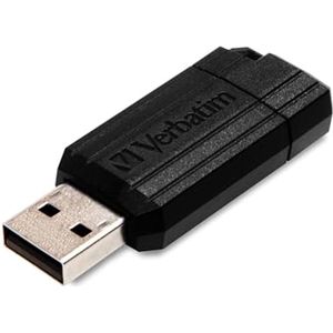 USB-stick 16 GB met schuifmechanisme in gestreept ontwerp - zwart
