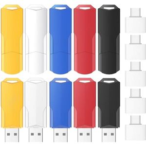 USB Stick 4GB 10 Stuks met Lanyards en USB-C Adapters - Draagbare Gegevensopslag