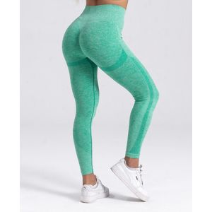 Mives® Sportlegging dames - Sportkleding dames - Sportbroek dames - Sportlegging - Shape legging - Sportlegging dames high waist - Hardloopbroek dames - yoga legging dames - GROEN - Maat L -