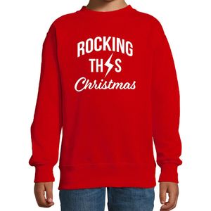 Rocking this Christmas foute Kersttrui - rood - kinderen - Kerstsweaters / Kerst outfit 110/116