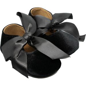 Siya Baby - Velvet ballerina's - meisjes - zwart - strik - maat 21