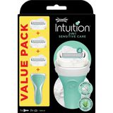 Wilkinson Sword Intuition 2 in 1 Sensitive Care Scheerapparaat + Vervangbare Scheermesjes 3 st