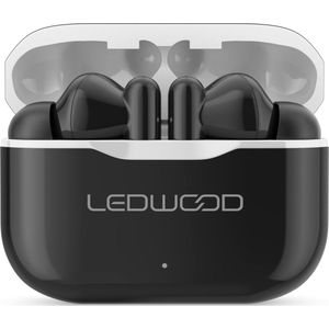 LEDWOOD LD-T06-BLK-WHI - CAPELLA T06 TWS earphones met oplaadcase en superbass, zwart/wit