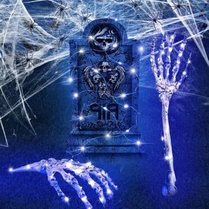 Griezelige decoratie - Halloween-skelet kunststof voor buiten - lichtgevende grafen - Halloween begraafplaats - buitendecoratie - feestsfeer