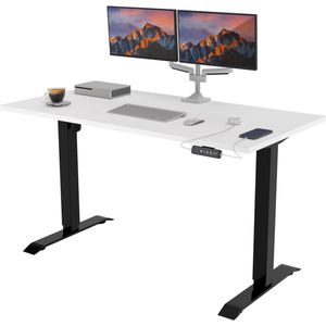 Hoogte Verstelbaar Bureau - Elektrische Kantoortafel met Groot Tafelblad (Wit, 120 x 80)