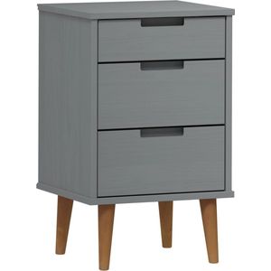 vidaXL - Nachtkastje - MOLDE - 40x35x65 - cm - massief - grenenhout - grijs
