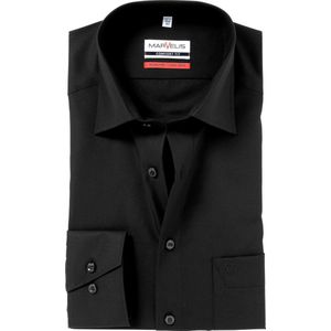 MARVELIS comfort fit overhemd - zwart - Strijkvrij - Boordmaat: 46