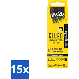 Got2B - 2-in-1 Gel - Brows & Edges Zwart - 16 ml - Bulkverpakking - 15 stuks