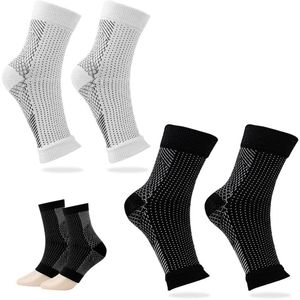 2 Paar Compressiesokken voor Mannen en Vrouwen in maat L/XL - Orthopedische Sokken voor Sport en Fitness - Zwart en Wit met Neuro effect