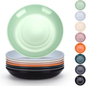 Plastic borden set van 8, dinerborden, 20 cm, onbreekbaar herbruikbaar servies voor alle doeleinden en alle leeftijden Magnetronbestendig, BPA-vrij, vaatwasmachinebestendig (veelkleurig)