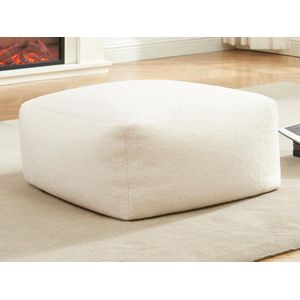 Vente-unique Poef in wit bouclé SIRIETO