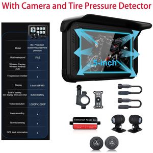 Motor GPS Navigatie – Motorfiets Navigator – Motor GPS Systeem – Motorfiets Navigatieapparaat – Motorfiets GPS Tracker – 5 Inch Helder Scherm – Draadloze CarPlay & Android Auto