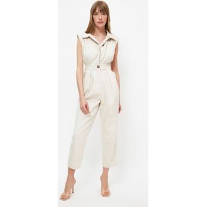 Trendyol Mouwloze Gabardine Geweven Jumpsuit Met Stenen Overhemdkraag Twoss21Tu0233