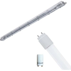 LED Waterdichte TL Armatuur met T8 Buis - Velvalux Strela - 120cm - Enkel - Koppelbaar - Waterdicht IP65 - 16W - Helder/Koud Wit 6400K