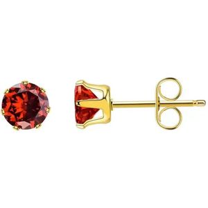 Aramat Jewels Oorbellen - Rode Zirkonia Oorbellen RVS - Roestvrij staal - Mannen - Volwassenen - [8mm]