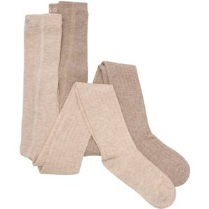 Minymo Kinder Strumpfhose Wool Stocking Rib 2-Pack 5979 Silver Mink Melange-80/86