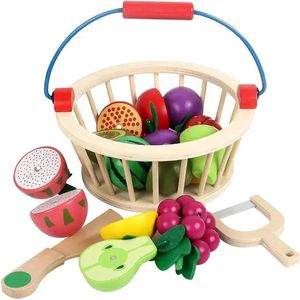 Houten speelgoed fruitset - 12 stuks - Fruit snijden - Educatief montessori speelgoed - vanaf 3 jaar - Speelgoed keukentje