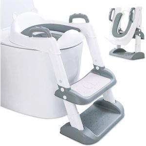 Toiletbril voor kinderen met trap en verstelbare toilettrainer - PU zitkussen, antislip - voor jongens en meisjes