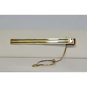 Dasschuif - 14 karaat geelgoud - gouden schuif - veiligheidskettinkje - sale Juwelier Verlinden St. Hubert – van €765,= voor €549,=