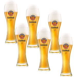 Erdinger Bierglazen 50cl set van 6 stuks - Bier Glas 0,5 l - Taps Toelopend - 500 ml